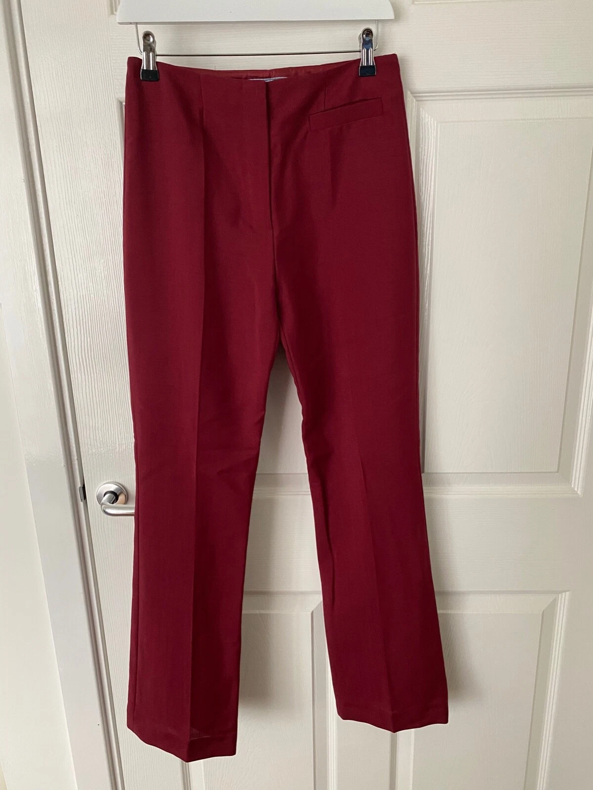 PRADA NUOVO abito vita alta tuta pantaloni rosso vino scuro 38 UK6 EU32 bordeaux