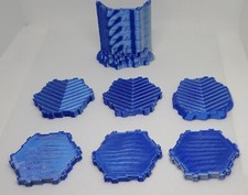 Custom 6 Royal Blue  Silver Water Tiles  1 Waterfall 3d Printed For Heroscape