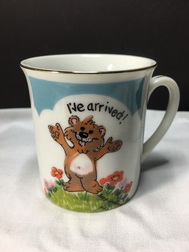 BABY MUG CUP ENESCO NEW GIFT I'VE ARRIVED SUZY SPAFFORD 1977 JAPAN W/ LABEL BEAR