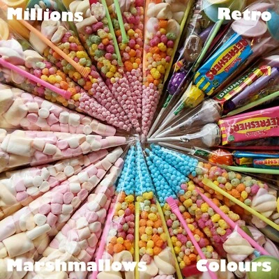 Personalised Pre Filled Sweet Cones Large Kids Party Bags Birthday Favours Fast - Image 1 of 4