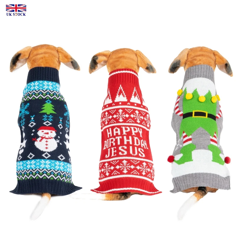 NOROZE Christmas Dog Jumper Puppy Outfit Pet Snowman Elf Costume Dogs Sweater Warm Gift