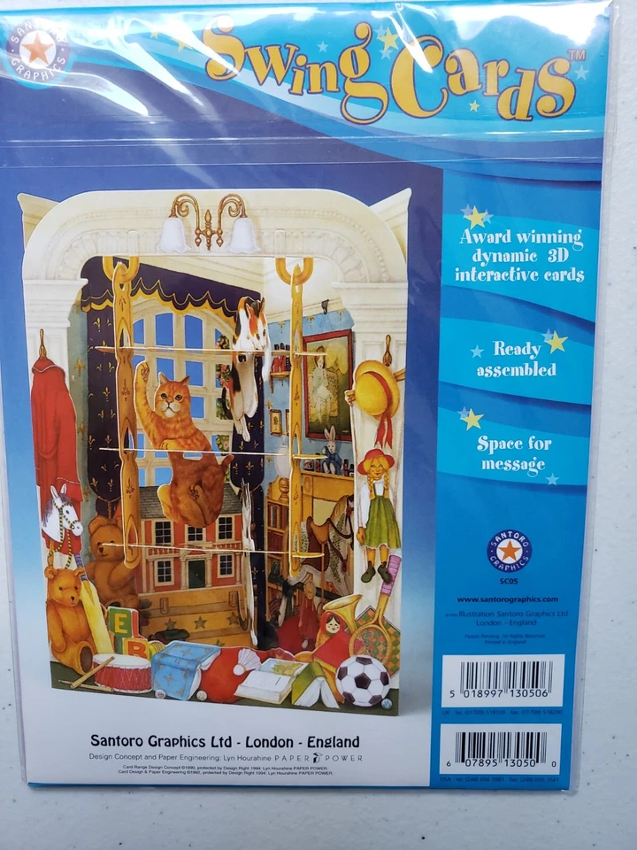 Vtg Swing Cards  LOT 3-D Santoro Graphics Cats cat kitty  Greeting Card AK - Image 3 of 4