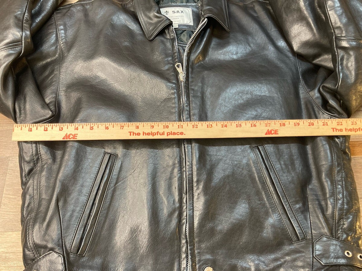 Sax Leather Factory Black Men's Motorcycle Biker Vera Pelle Sax Leather Factory Black Men's Motorcycle Biker Vera Pelle