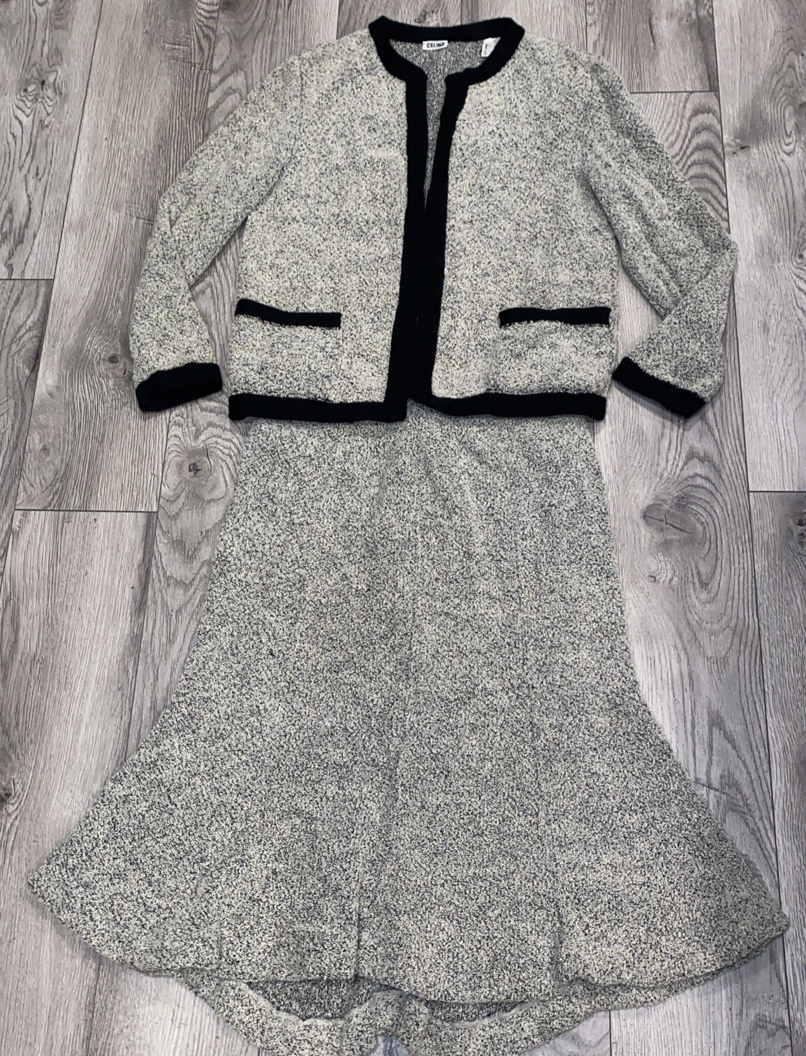 Celine — Vintage Celine Knit  Cardigan & Skirt Set 38