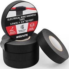 5 Rolls Wire Harness Tape 3/4" X50FT High Temp Automotive Fabric Electrical Wrap