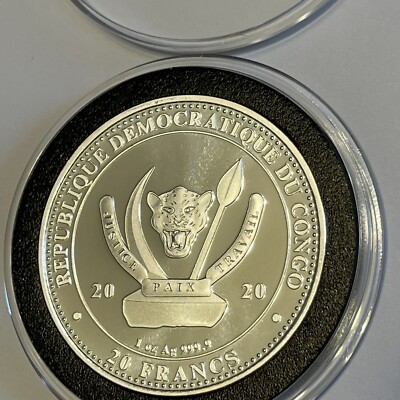 2020 Whale Worlds Wildlife Congo Coin 1 Troy Oz .9999 Fine Silver