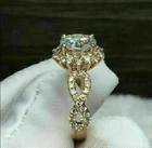 3.00 Ct Round Cut Moissanite Halo Wedding Engagement Ring 14K Yellow Gold plated