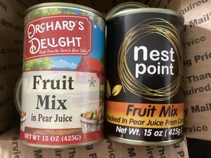 6 cans of FRUIT MIX IN PEAR JUICE 15oz. BBD 2027+ 10/29/2028