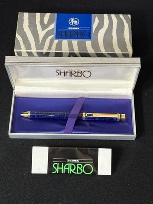 ZEBRA Sharbo 18K AGM Marble Blue Combo Ballpoint Pen & Mechanical Pencil w/ Box