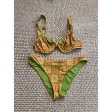 Dippin daisy's Retro Floral Underwire Bikini Set high Cut Two Piece Swimsuit XS