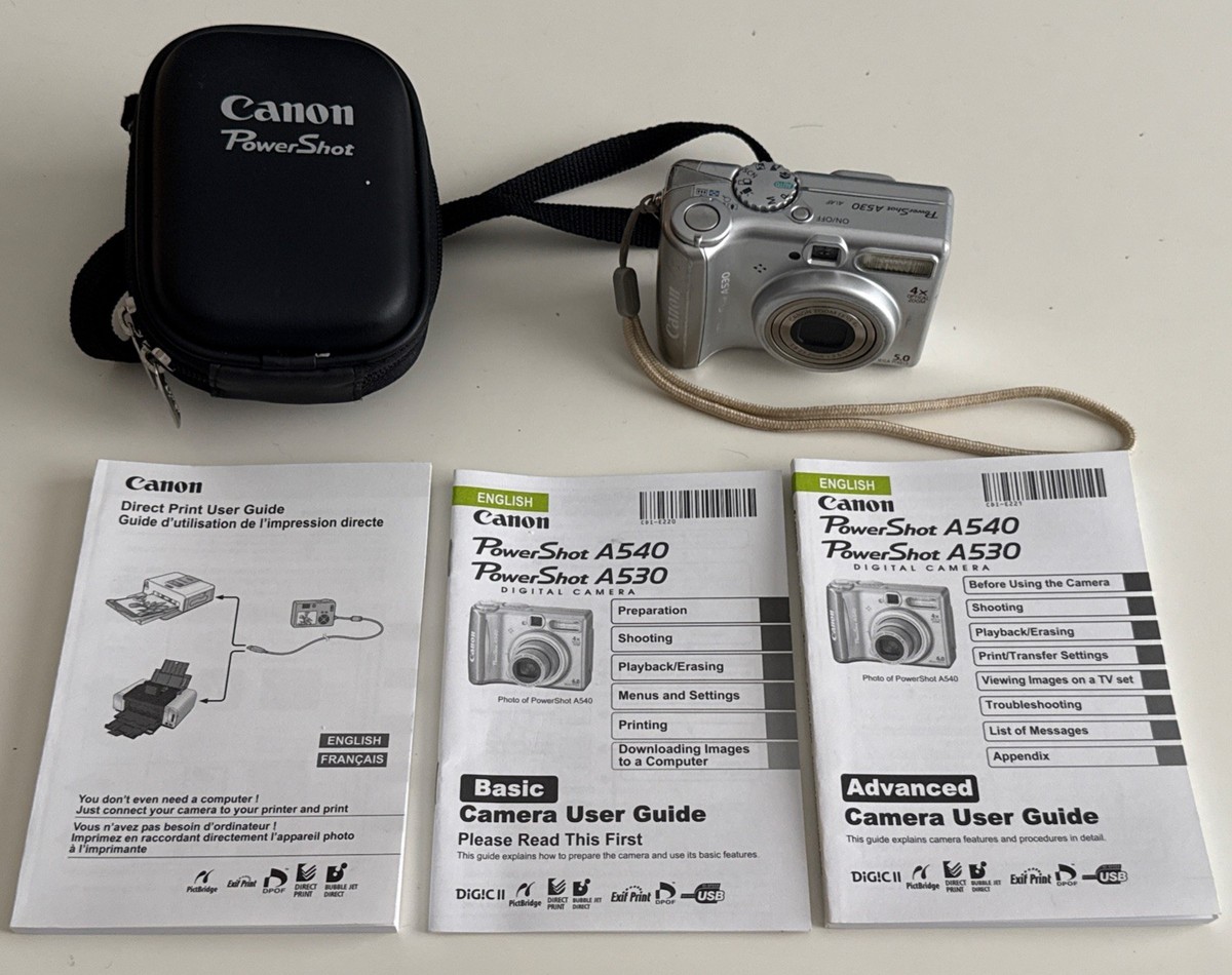 Canon PowerShot A530 - 5MP Digital Camera 4x Zoom - Tested & Works