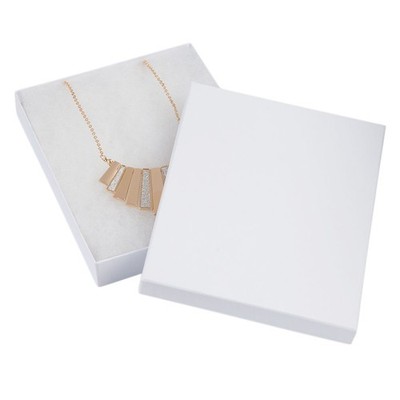 7 x 5 ½ x 1 inch White Embossed Cotton Filled Jewelry Boxes - 100 Pack
