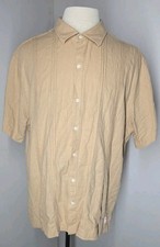 Scotch  Soda Shirt Mens 2XL Beige Guayabera Pintuck Short Sleeve Button Up