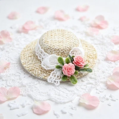Pour MINI pour chapeau de Paille Tissé Beige pour Maison de pour MINIatures - Photo 1/4