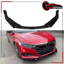 For 2021-2022 Honda Accord V3 Style Gloss Black Front Bumper Lip Lower Guard 3PC