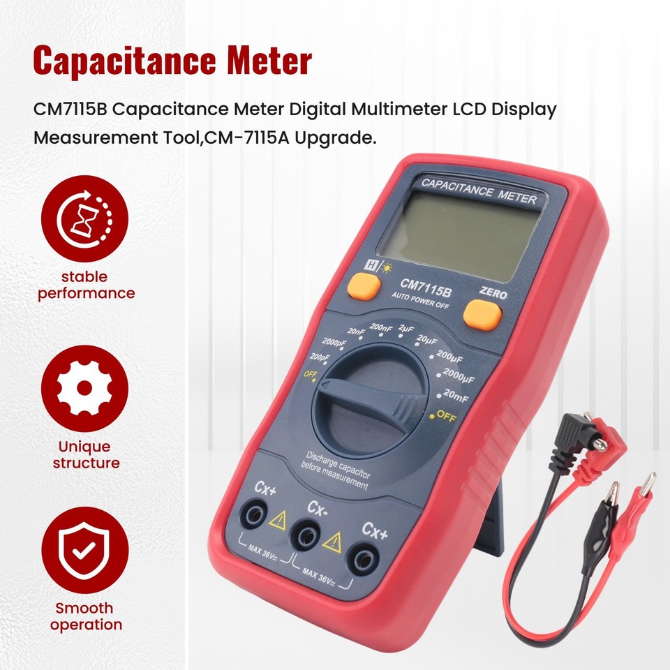 CM7115B Capacitance Meter Digital Multimeter LCD Display Measurement ...