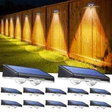 Solar Fence Lights Outdoor 12 Pack, 3 Modes - Warm/Neutral/Cool White, IP66 W...