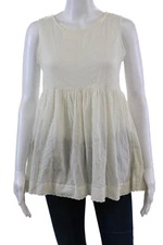 The Great Womens Cotton Scoop Neck Sleeveless Swing Blouse Top White Size 0