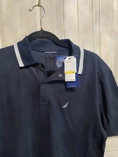 Brand New Navy Tech By  Nautica Casual Mens Short Sleeve Polo Shirt Size M.