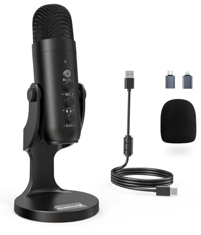 ZealSound K66 Professional Studio USB Condenser Microphone Plug Play PC Podcast