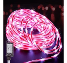 Christmas Lights Outdoor 33 FT 200 LED Candy Canes Rope With 8 Modes Pure White