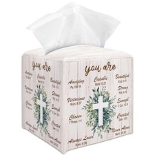 Bible Verse Decorative Tissue Box Cover Square, Leaves Tissue Box Cover Style-2