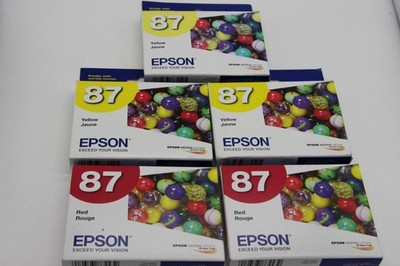 5-Pack Genuine Epson 87 Ink Cartridges R1900 - 2 Red & 3 Yellow