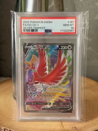 Ho-Oh V 187/195 Pokemon Silver Tempest FULL ART PSA 10