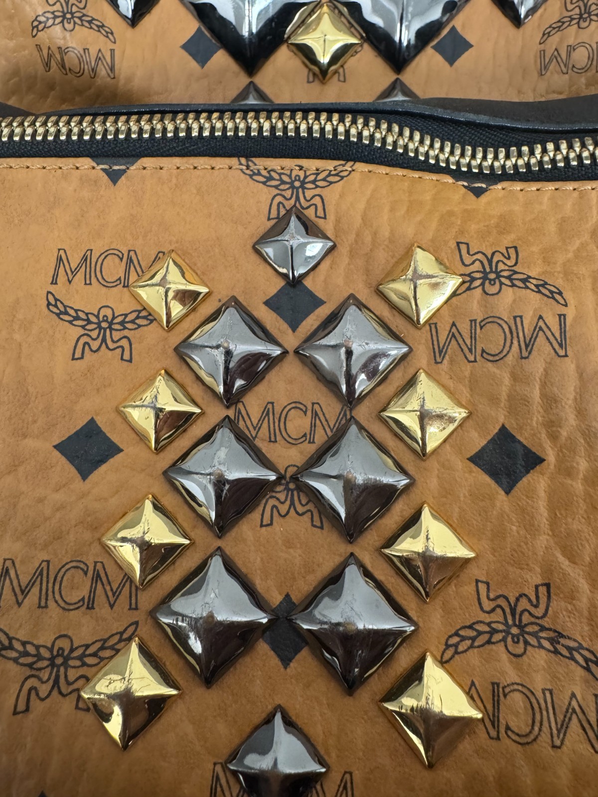 MCM Studded Backpack Brown - image 6