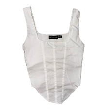 PrettyLittleThing White Square Neck Corset Top - Size UK 4 / US 0