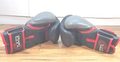 Title Boxing Gloves 14Oz Memory Foam Technology Black & Red Hook & Loop Closure 