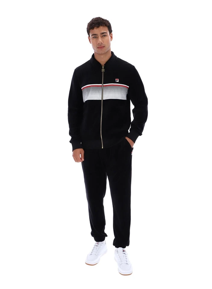 Fila Vintage Malakai Zip Up Track Top Velvet Velour Tracksuit Stripe Jacket New - Image 3 of 4