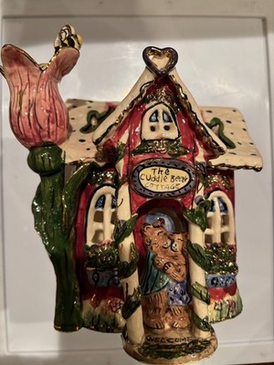 Cuddle Bear Cottage Clayworks Blue Sky by Heather Goldminc