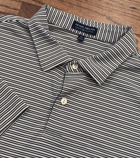 Peter Millar Crown Crafted Striped Polo Golf Shirt XL White Performance