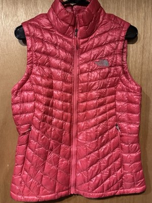North Face ThermoBall Vest Womens M Medium Pink Magent Quilted Insulated Puffer