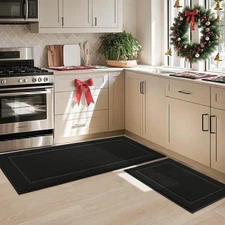 Non-Slip Kitchen Mats, Adhesive No Sliding Kitchen Rugs Set of 2, Washable Ab...