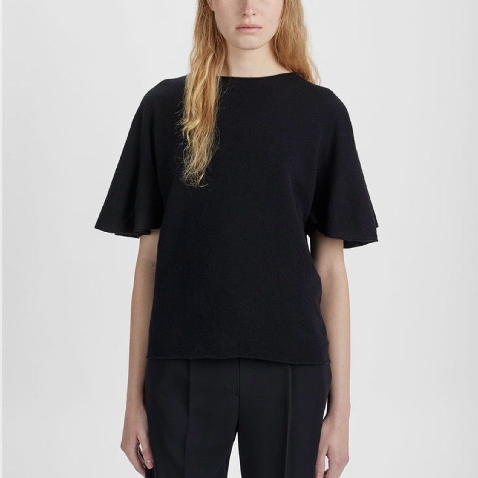 FILA Maglione top The Row Marley in cashmere (taglia XL) maniche corte svolazzanti nero