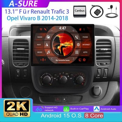 13.1'' 4+64G 2K Für Renault Trafic 3 Opel Vivaro B Carplay Autoradio GPS NAVI BT