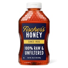 Fischers Honey, 24oz Raw and Unfiltered, Local 100 US Grade Squeeze Bottle New