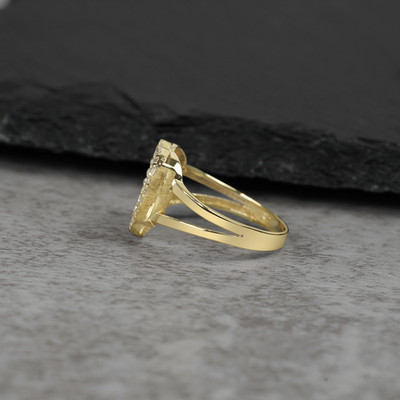 10 Karat Gold schillerndes Herz rosa CZ Ring
