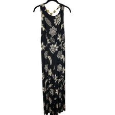 Donna Morgan for Maggy Black Jumpsuit Beige Floral Pattern Halter Size 12 EUC