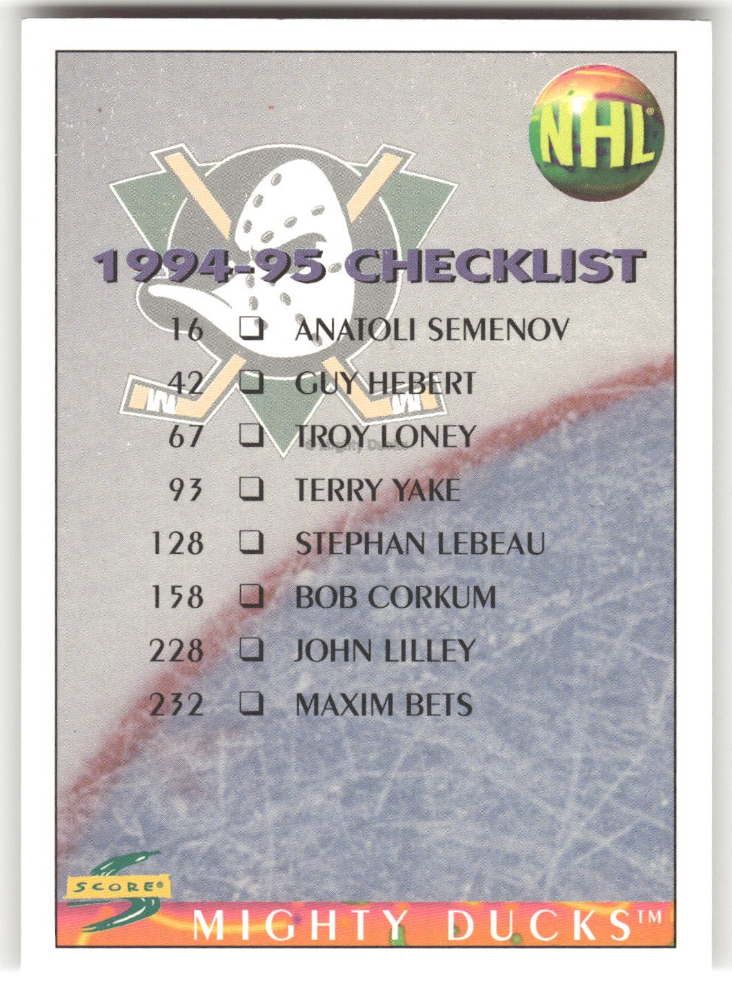 1994-95 Score #263 Checklist
