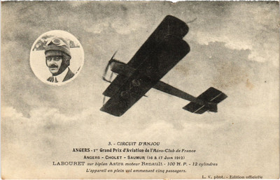 PC AVIATION PILOT LABOURET BIPLAN ASTRA ANGERS (a66914)
