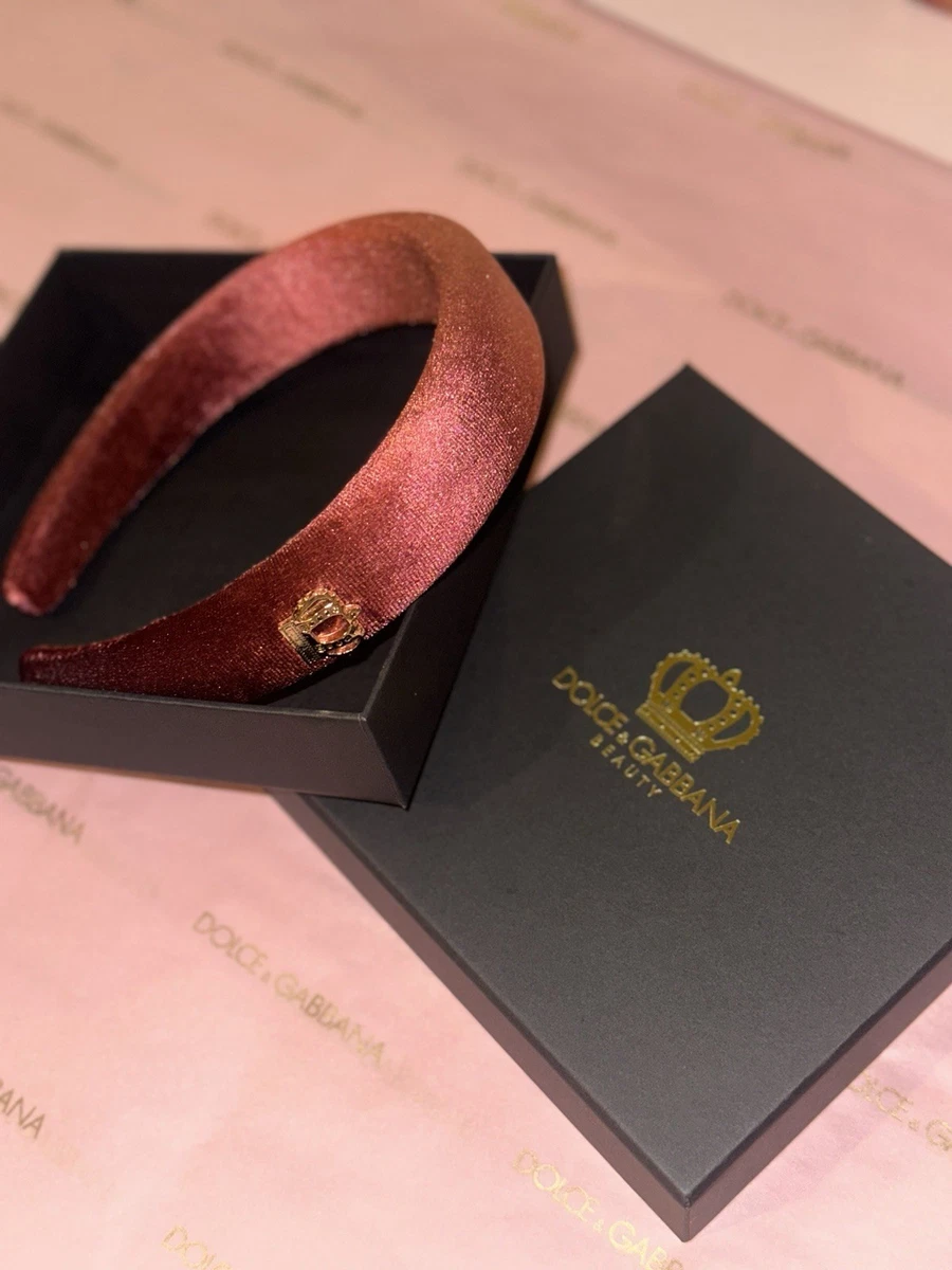 Bandeau Cheveux Dolce & Gabbana - Soie Rose Et Léopard, Cristaux - Marron/rouge - Neuf Avec étiquettes - Fabriqué En Italie