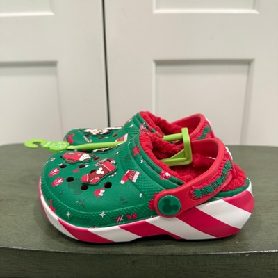 NEW CROCS CLASSIC FLEECE LINED XMAS CHRISTMAS CLOGS SZ C8 KIDS! - 9158