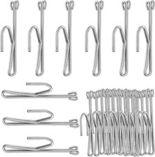 60pcs Stainless Steel Slip-On Drapery Hooks Metal Curtain Pins for Window  Door