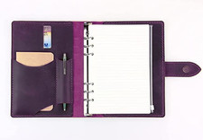 A5 loose leaf Writing notes Notebook binder Diary Notepad leather purple Q408