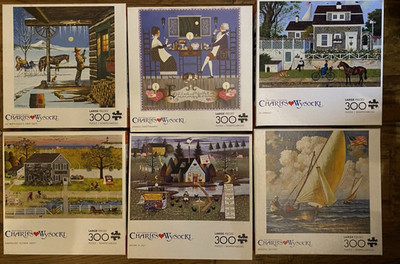 Lot of 6 - Charles Wysocki Buffalo Games 300 Piece Puzzles