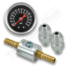 0-15 PSI Kraftstoffdruckanzeige & Montagesatz f&uuml;r Vergaser 9mm & 6AN Armaturen