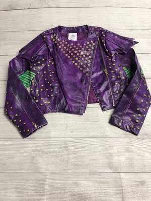 Disney Jacket Girls 7/8 Purple Mal Descendants Faux Leather Biker Zip Studded